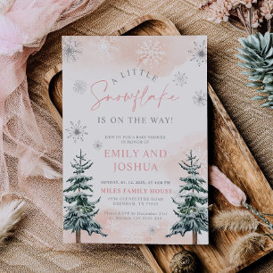 A Little Snowflake Pink Winter Baby Shower Invitation
