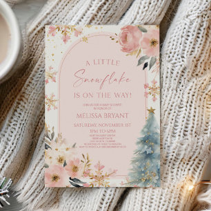 A Little Snowflake Pink Winter Baby Shower  Invitation