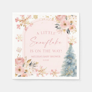 A Little Snowflake Pink Winter Baby Shower  Napkin
