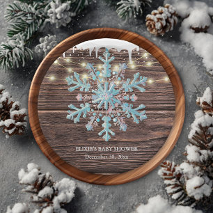 A Little Snowflake Rustic Winter Baby Shower Paper Plate