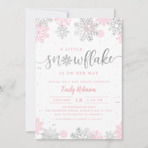 A Little Snowflake Silver Pink Winter Baby Shower
