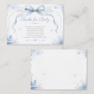 A little Snowflake Soft Blue Bow Baby Shower Enclosure Card