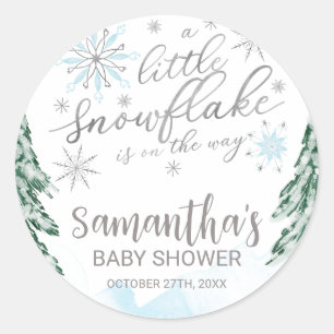 A little snowflake Winter Baby Shower Classic Round Sticker