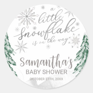 A little snowflake Winter Baby Shower Classic Round Sticker