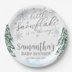A little snowflake Winter Baby Shower Paper Plate
