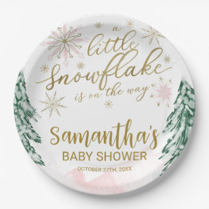 A little snowflake Winter Baby Shower Paper Plate
