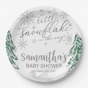 A little snowflake Winter Baby Shower Paper Plate