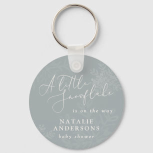 A little snowflake winter baby shower party  key ring