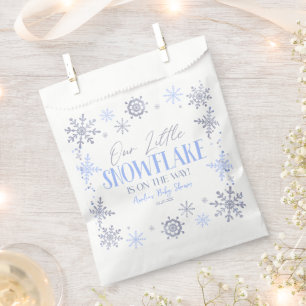 A Little Snowflake Winter Blue Baby Shower Favour Bags