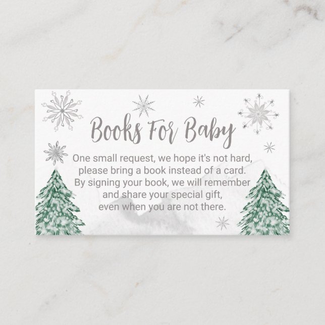 A little snowflake Winter Christmas Baby Shower Enclosure Card (Front)