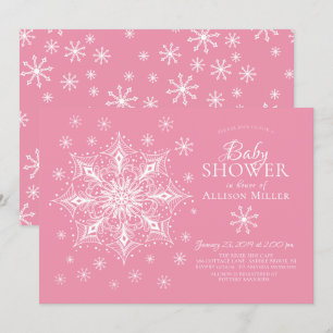 A Little Snowflake Winter Girl Baby Shower Invitation