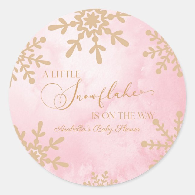 A Little Snowflake Winter Wonderland Baby Shower Classic Round Sticker (Front)