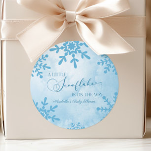 A Little Snowflake Winter Wonderland Baby Shower Classic Round Sticker