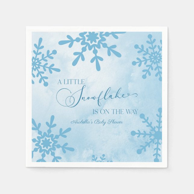 A Little Snowflake Winter Wonderland Baby Shower Napkin (Front)