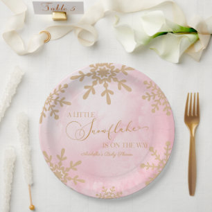 A Little Snowflake Winter Wonderland Baby Shower Paper Plate