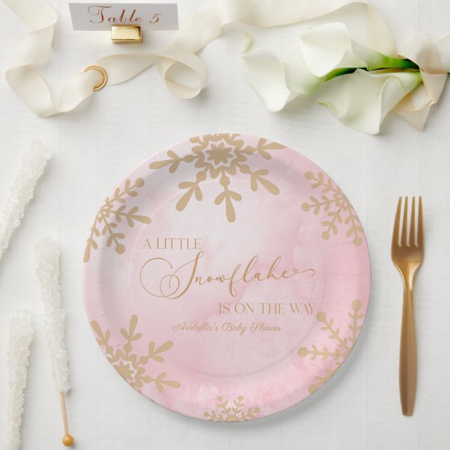 A Little Snowflake Winter Wonderland Baby Shower Paper Plate (Wedding)