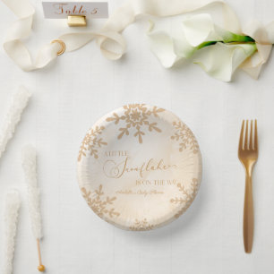A Little Snowflake Winter Wonderland Baby Shower Paper Plate