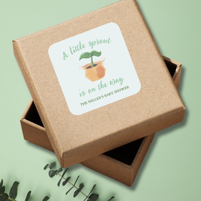 A Little Sprout Garden Plant Lover Baby Shower Square Sticker (A Little Sprout Garden Plant Lover Baby Shower Square Sticker)