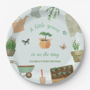 A Little Sprout Gardening Plant Baby Shower Paper Plate