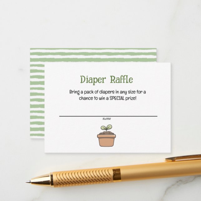 A Little Sprout Horizontal Diaper Raffle Card (Front/Back In Situ)