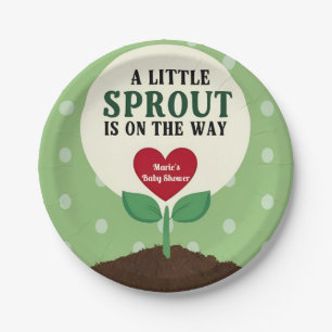 A Little Sprout is on the Way Baby Shower Paper Plate