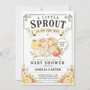 A Little Sprout is on the Way Baby Shower Yellow Invitation