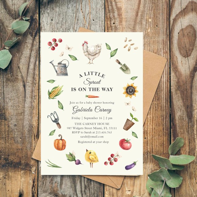 A Little Sprout Is On the Way | Rustic Baby Shower Invitation (Creator Uploaded)