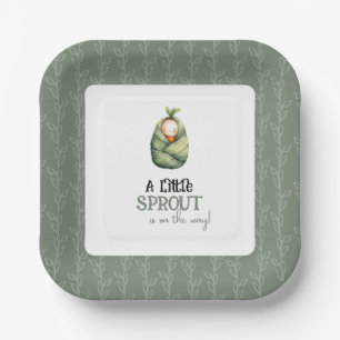 A Little Sprout on the Way Baby Shower Invitation Paper Plate