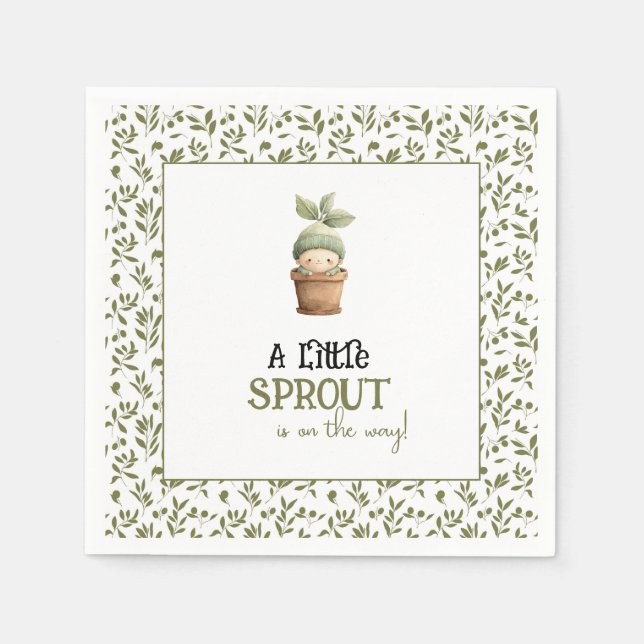 A Little Sprout on the Way Baby Shower Napkins (Front)