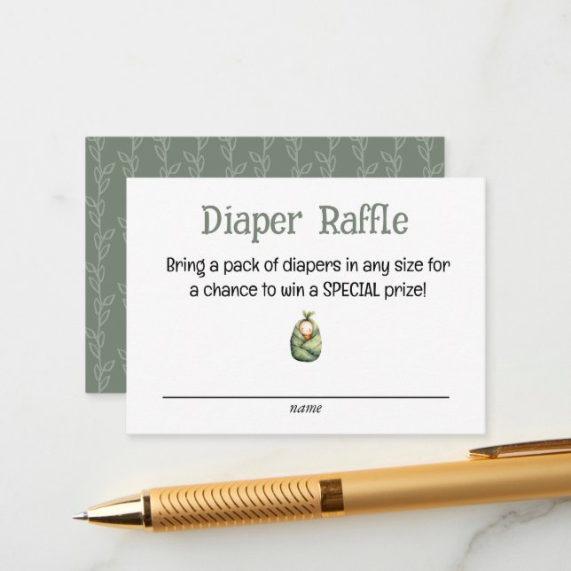 A Little Sprout on the Way Diaper Raffle Card (Front/Back In Situ)
