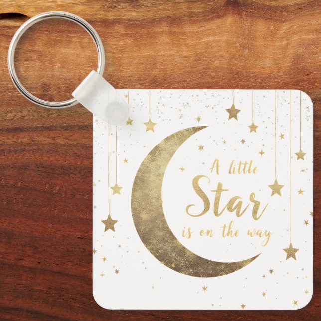 A Little Star Is on the Way” Baby Shower Keychain  (Front)