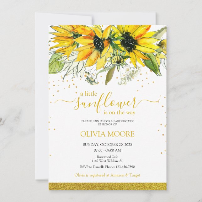 A little sunflower baby shower invitation (Front)