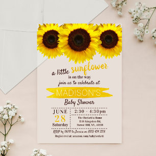 A Little Sunflower Is On The Way! Baby Shower Acrylic Invitations