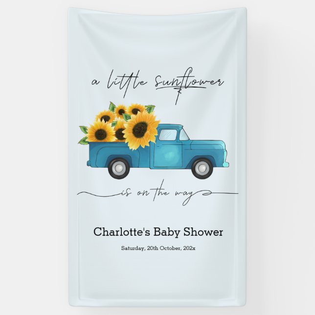A Little Sunflower Is On The Way Baby Shower Banner (Vertical)