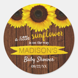 A Little Sunflower Is On The Way! Baby Shower Classic Round Sticker