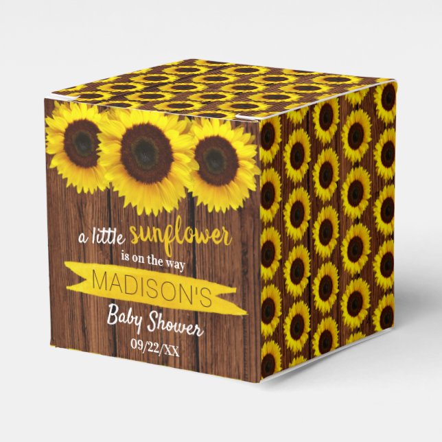 A Little Sunflower Is On The Way! Baby Shower Favour Box (Front Side)