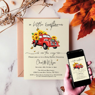 A Little Sunflower Is On The Way Baby Shower Invitation