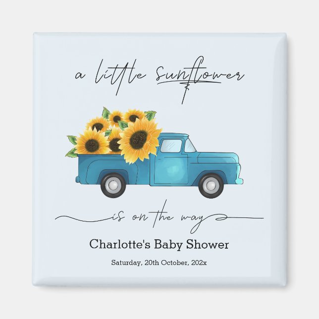 A Little Sunflower Is On The Way Baby Shower Magnet (Front)