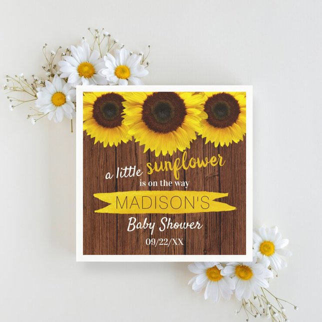 A Little Sunflower Is On The Way! Baby Shower Napkin (Creator Uploaded)