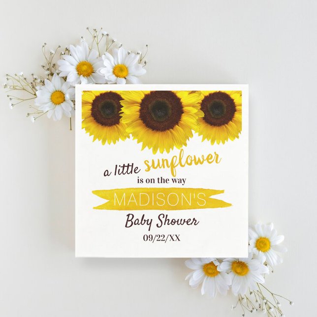 A Little Sunflower Is On The Way! Baby Shower Napkin (Creator Uploaded)
