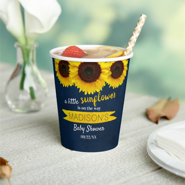 A Little Sunflower Is On The Way! Baby Shower Paper Cups (Insitu)
