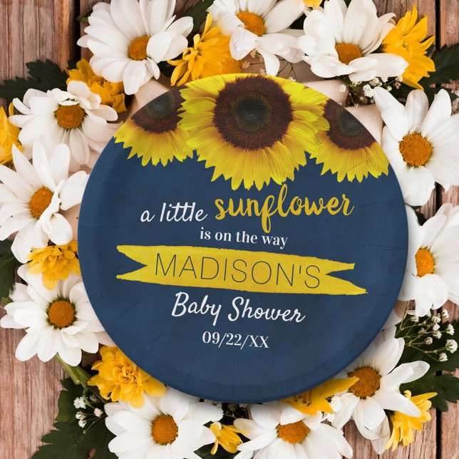 A Little Sunflower Is On The Way! Baby Shower Paper Plate (Creator Uploaded)