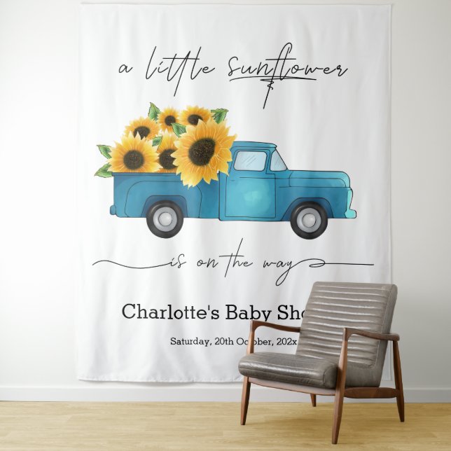A Little Sunflower Is On The Way Baby Shower Tapestry (In Situ)