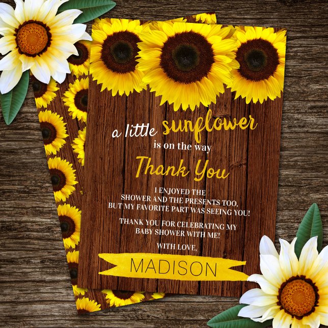 A Little Sunflower Is On The Way! Baby Shower Thank You Card (Creator Uploaded)