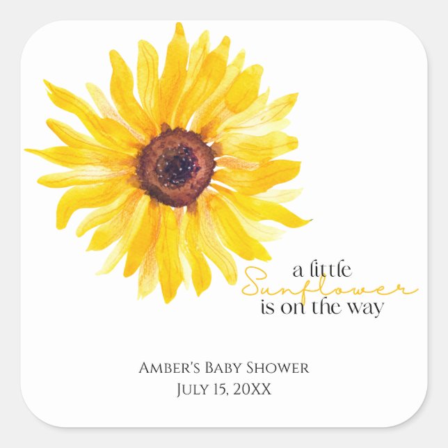 A Little Sunflower is on the Way Shower Sticker (Front)