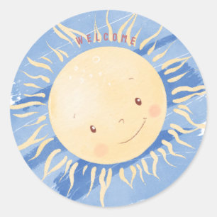  A Little Sunshine Sky  Personalised Baby Shower Classic Round Sticker