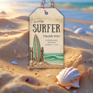 A Little Surfer Vintage Baby Shower Gift Tags