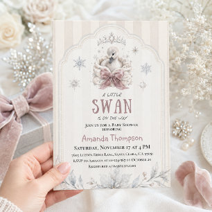 A Little Swan Is on the Way Winter Baby Shower Invitation