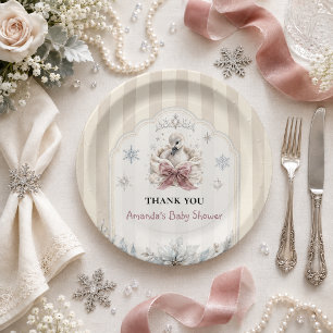 A Little Swan Winter Princess Baby Shower Paper Plate