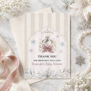 A Little Swan Winter Princess Baby Shower Thank You Card